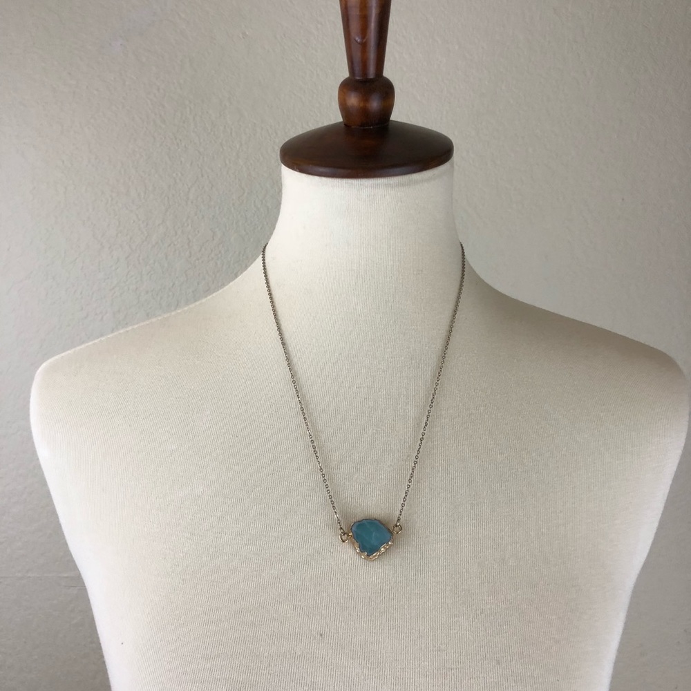 New Turquoise Stone Gold Dainty Pendant Necklace - Picture 2 of 6